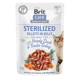 Brit Care Cat Aliment Humide Chat Sterilized. Fillets in Jelly w Hearty Duck&Tender Turkey 85 g